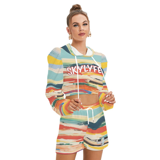 Skylyfe Women's Mirco Fleece Hoodie And Shorts Set