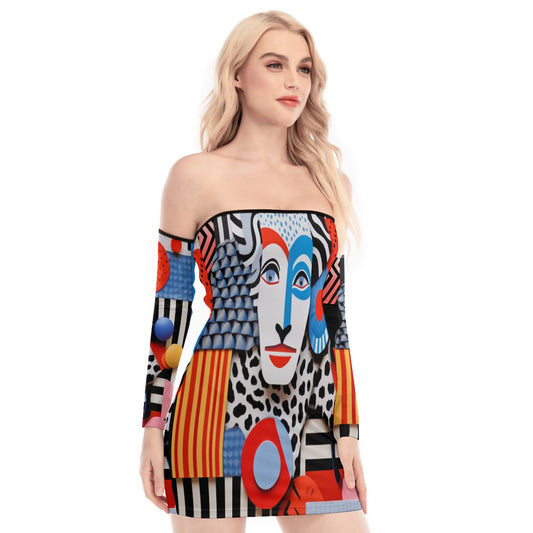 Place Your Print Women's Off-shoulder Back Lace-up Dress