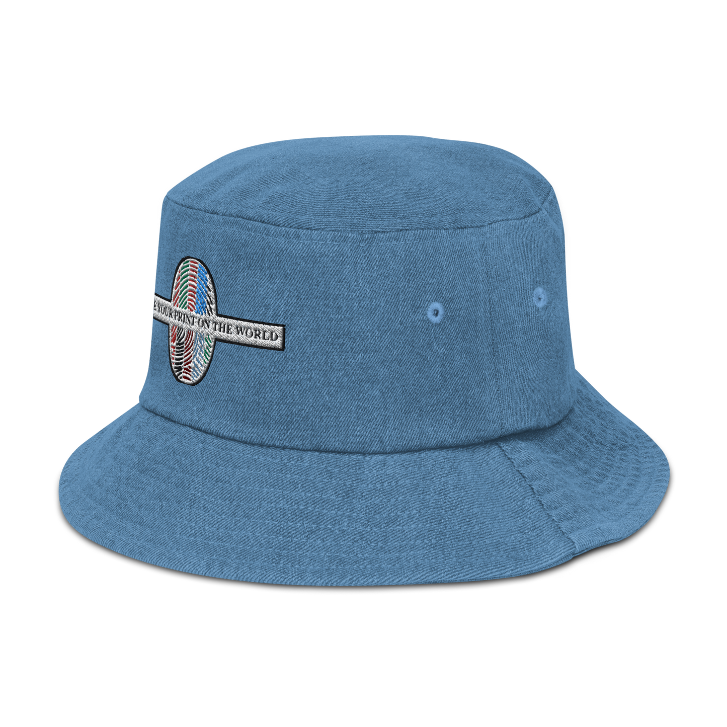 Place Your Print On The World Denim bucket hat