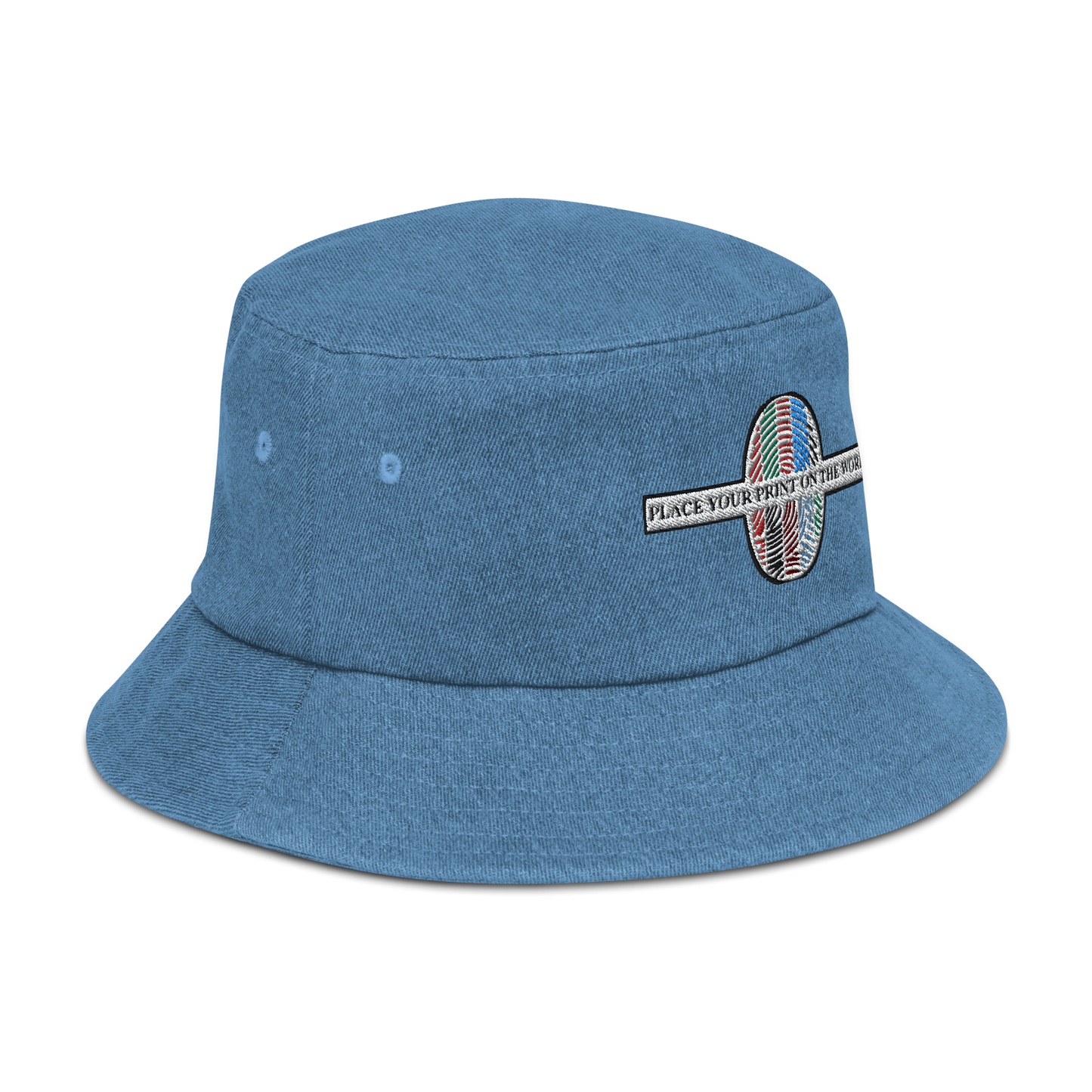 Place Your Print On The World Denim bucket hat