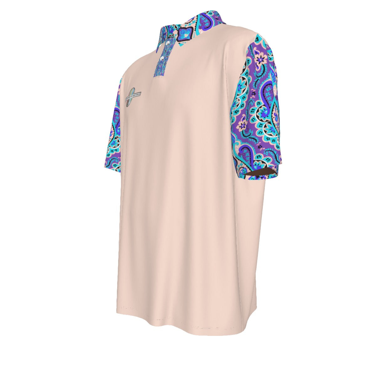 Tribal Polo Shirt- Peach Pastel Blue