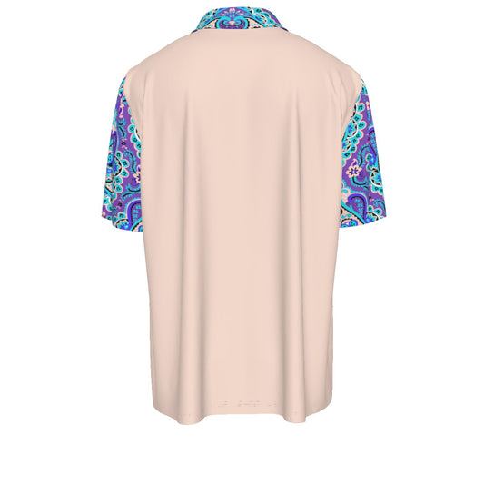 Tribal Polo Shirt- Peach Pastel Blue
