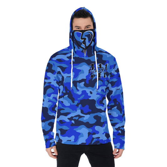 111 BLUE 22 CAMO Hoodie With Mask