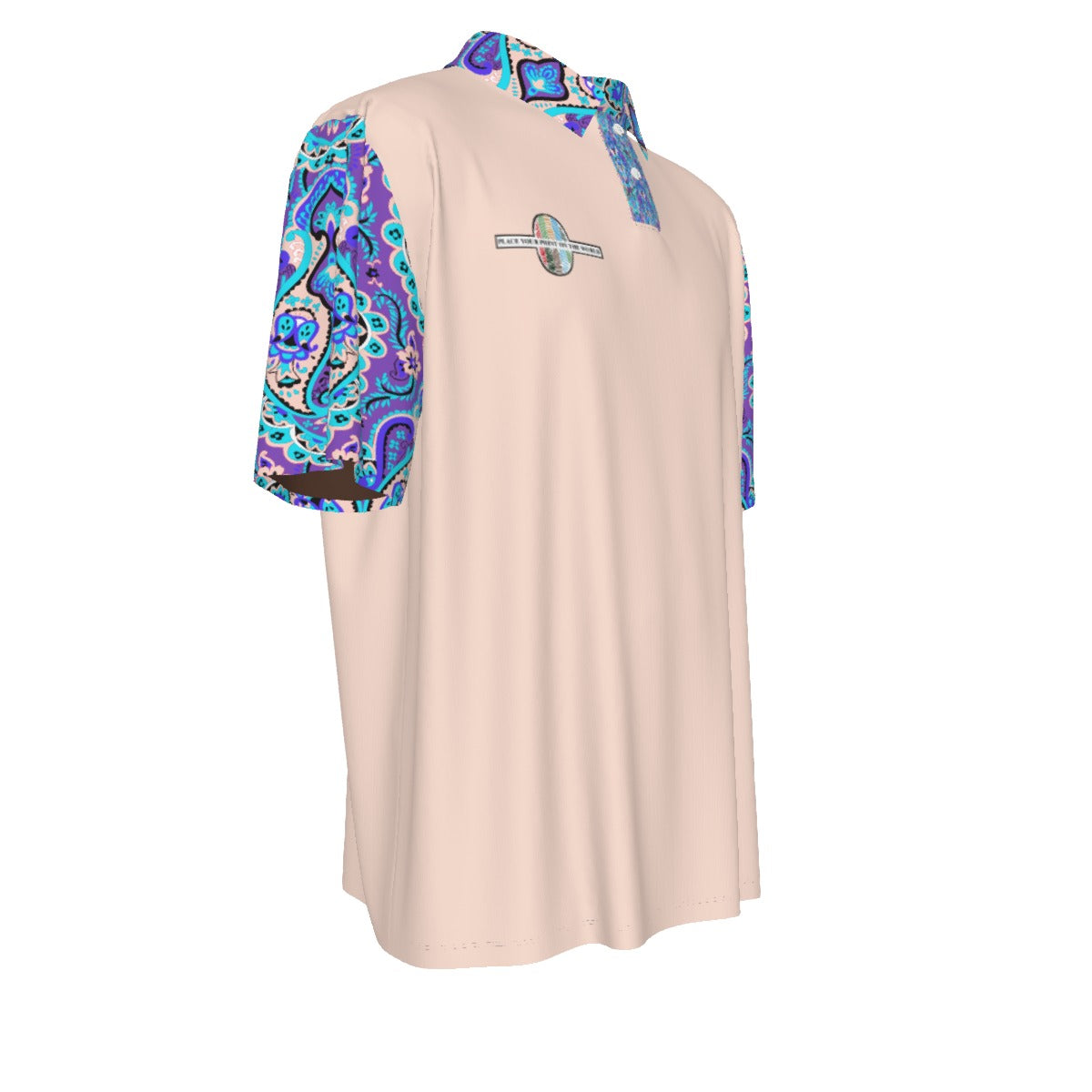 Tribal Polo Shirt- Peach Pastel Blue