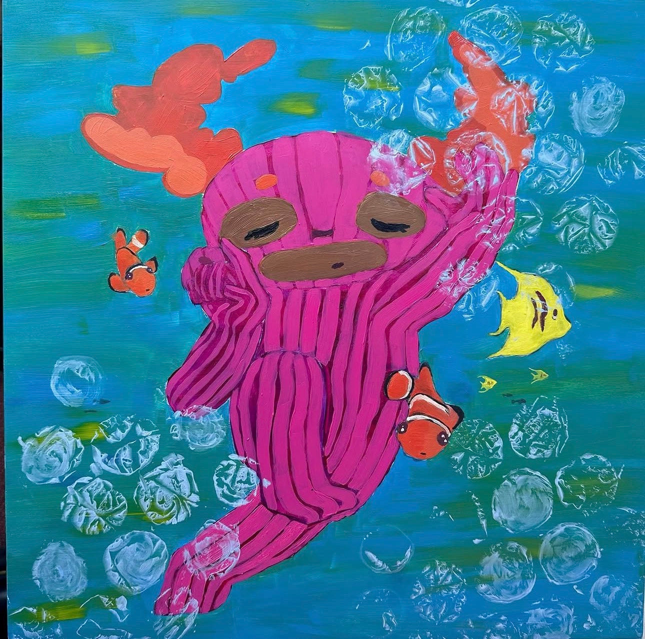 'Curious Too' By: Amel 'Bean Doodle' Dockery 12 x 12in oil on panel 2023