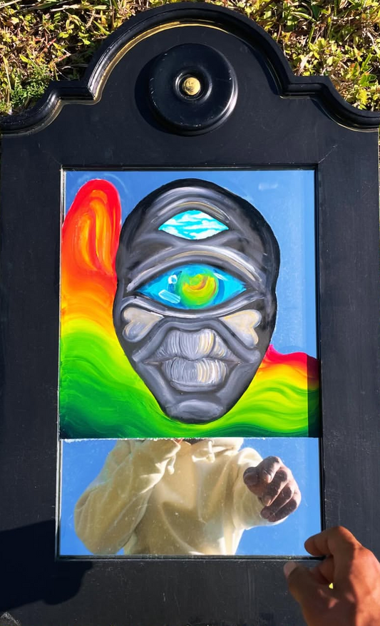 "Solomon"; Oil on Glass; 17.5"x 29.5", By Levar Allen