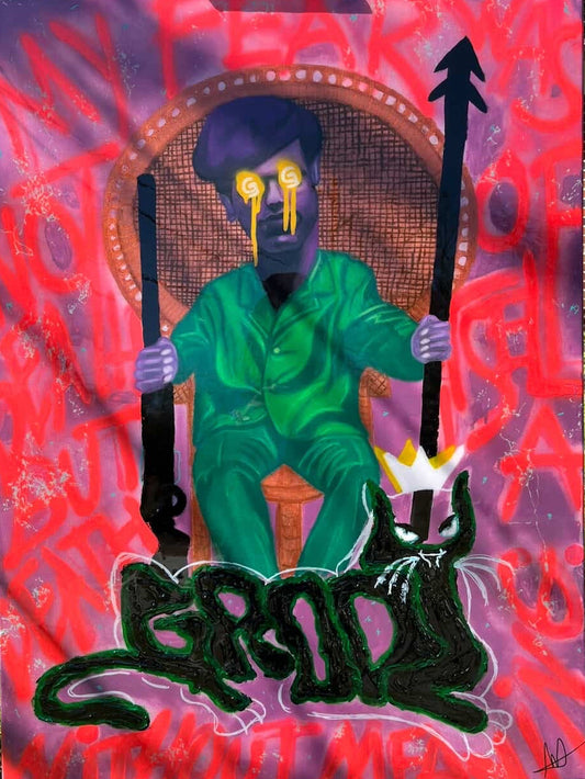 “A Grody Huey P. Newton” 30x40, By Ashley "Grody" Alberta
