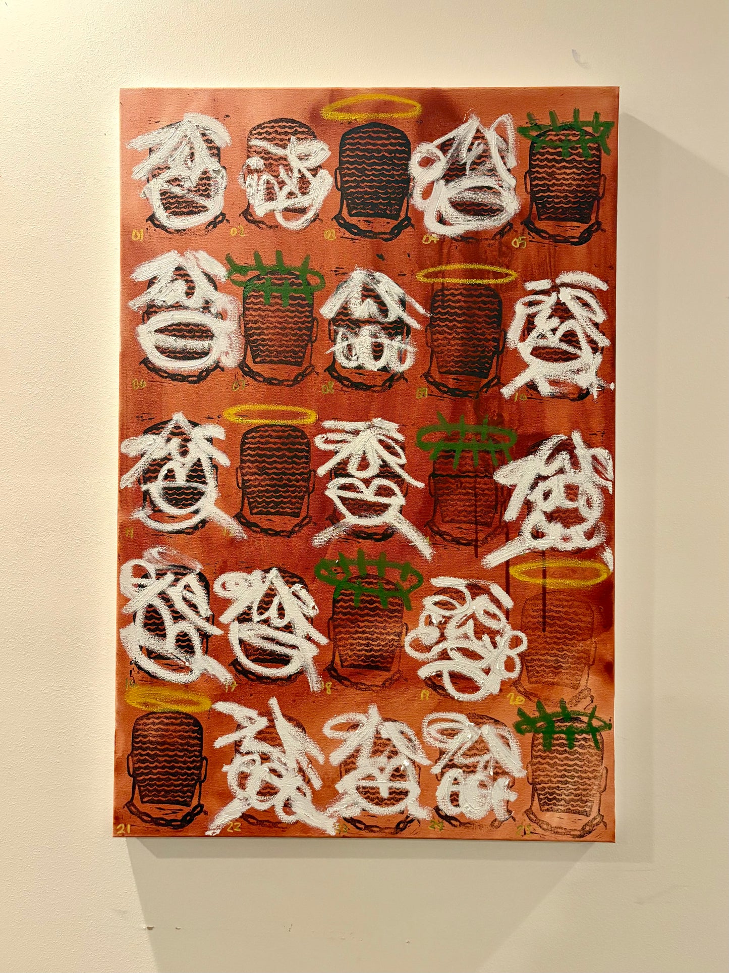 King with many Faces 24x30 Mixed media on canvas By: By Jarrett Walker