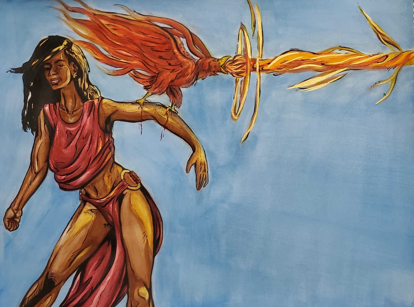 "The First Flame " 18x24 , watercolor & ink, 2025 by Animus