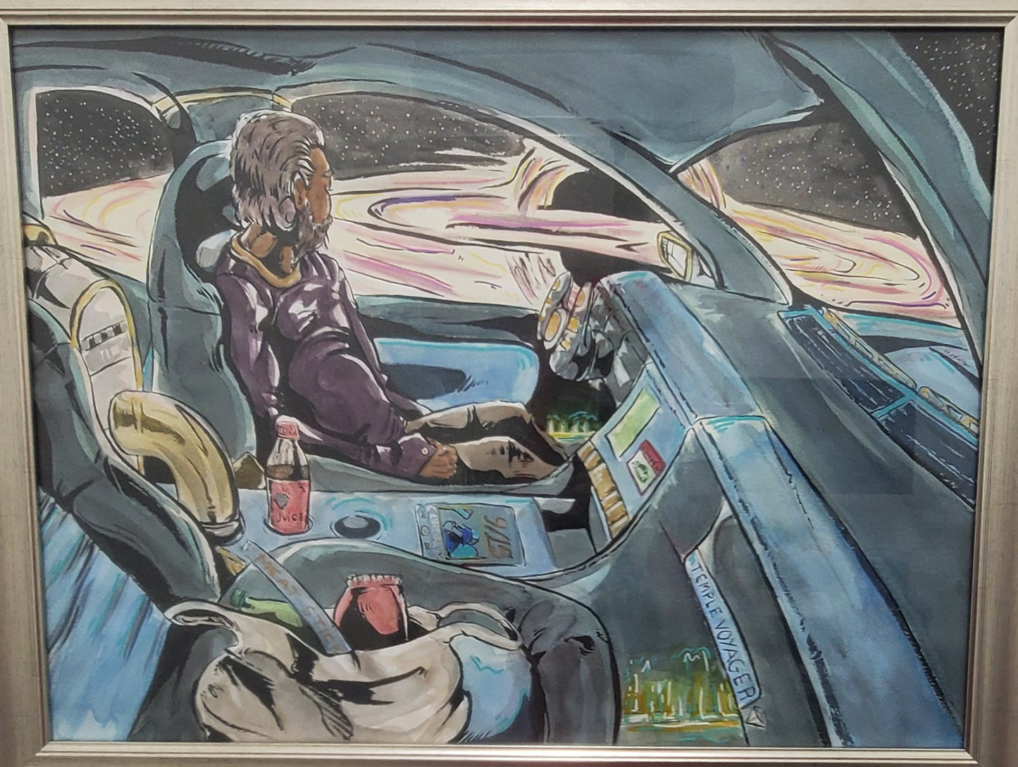 A Singularity at 30,000 Light Years ink & watercolor 18x24 framed  By 'Animus'
