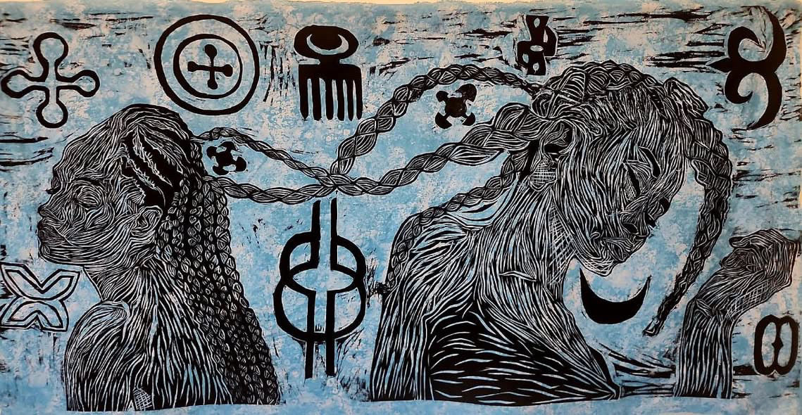 "The Honored Ones" Vol. 2 By Isaiah Fallon Wood Block Relief Print 2x4