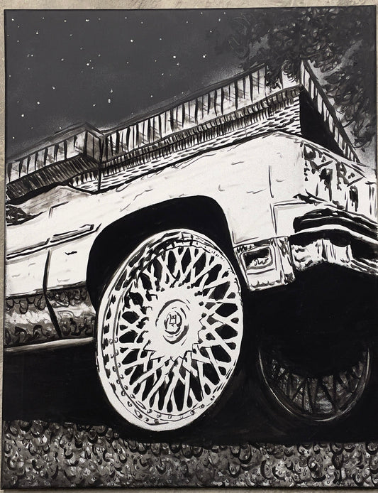 “Donk” Midnight ride 16x20 acrylic Painting By: Victor 'Metamorphvic' Alexander