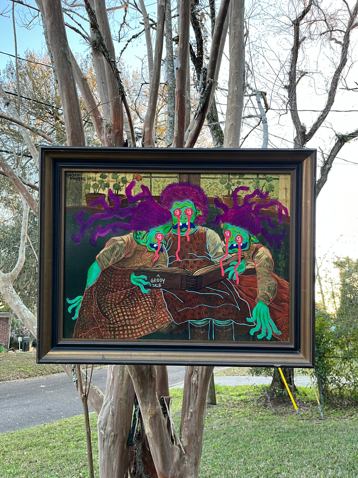 A Grody tale, upcycled thrift find, Acrylic By Grody