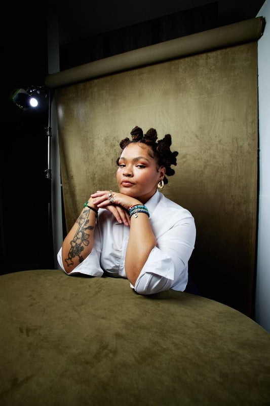 'sum to talk about' By Amel 'Beandoddle' Dockery  oil, acrylic, and marker on stretched canvas  20x 16in 2023