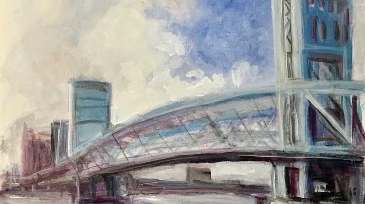 'Main Street Bridge' - Jacksonville Views Series - 9"x12" Acrylic on Canvas