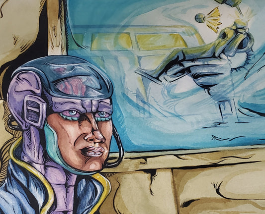 'Modified Mankind' $320.00 ink&watercolor 22x28 by Animus