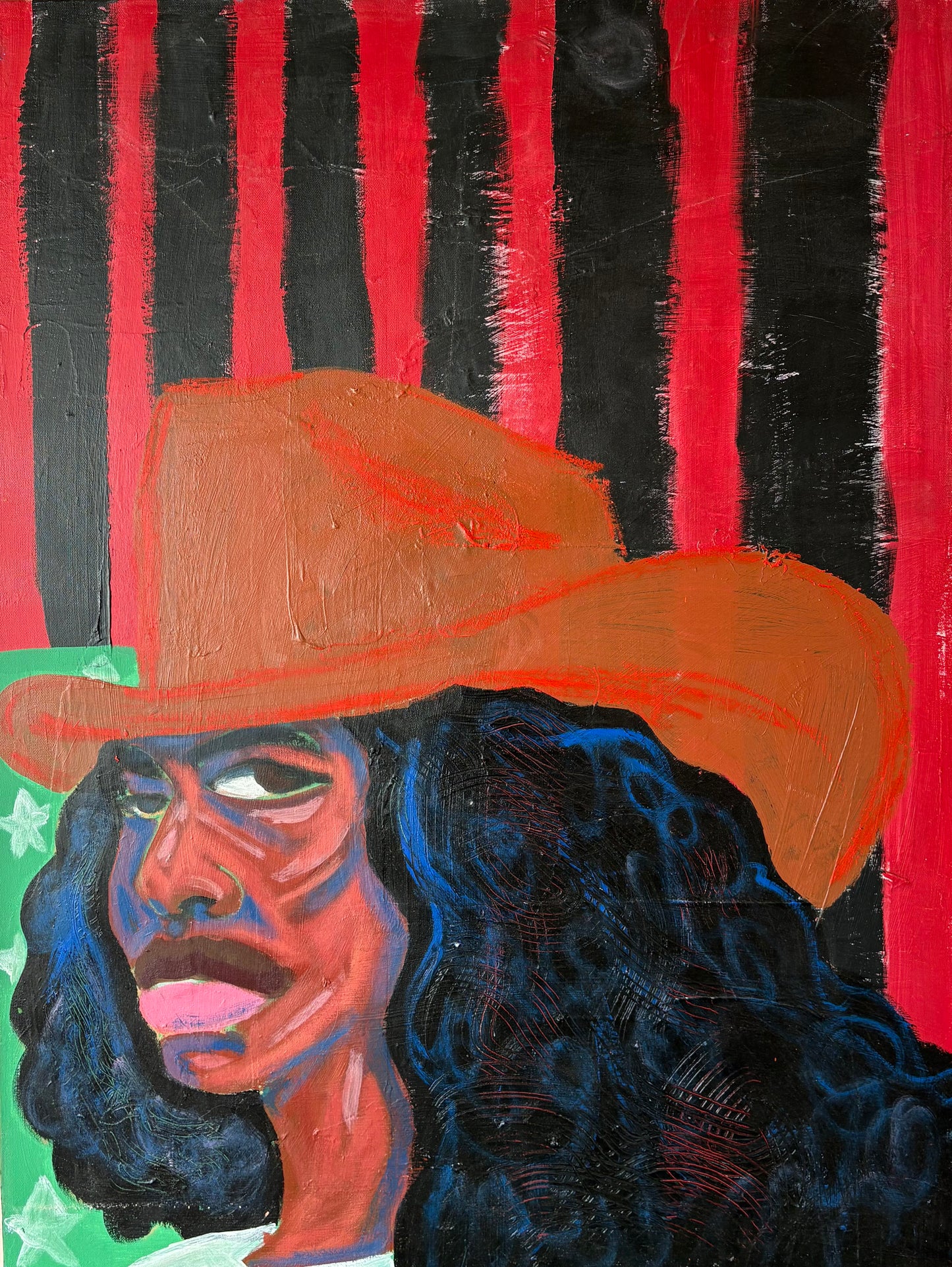 Black Cow Girl 28x32 Acrylic on canvas By: Jarrett Walker