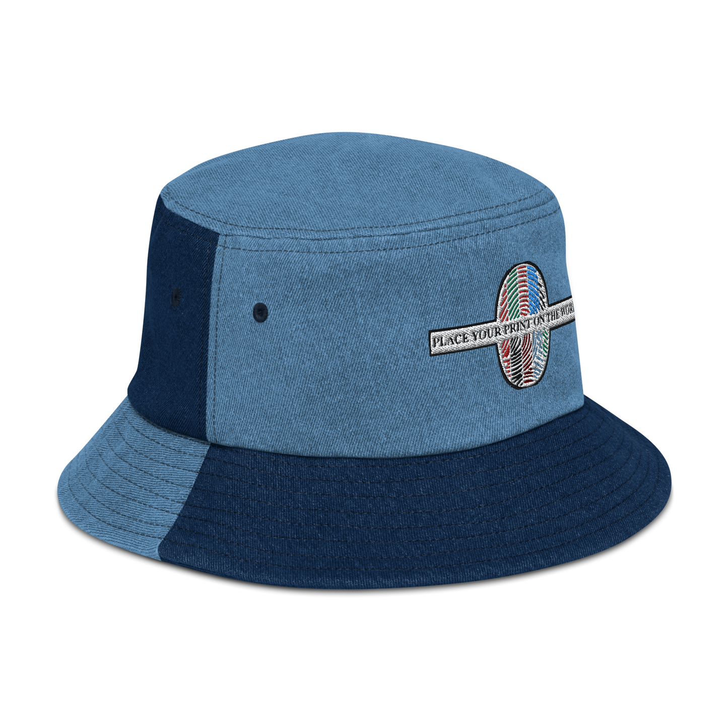 Place Your Print On The World Denim bucket hat