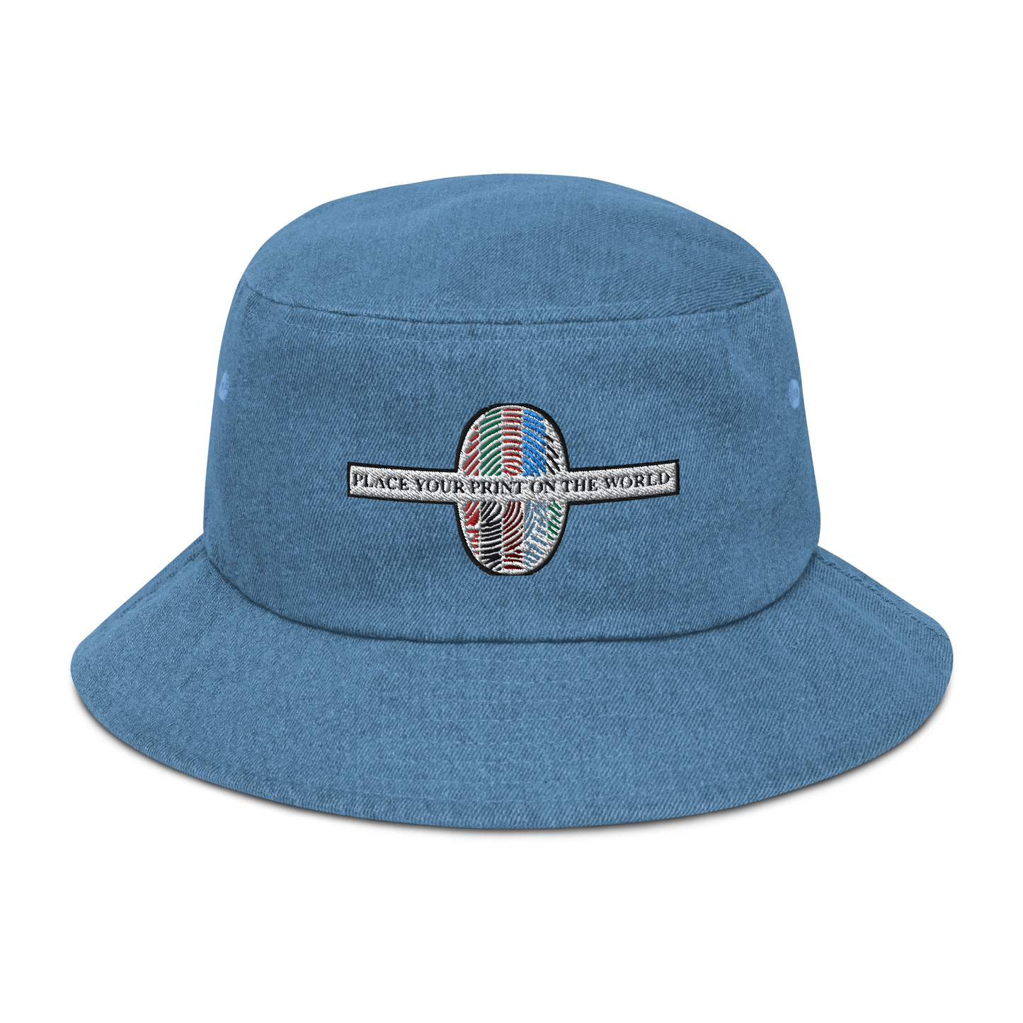 Place Your Print On The World Denim bucket hat