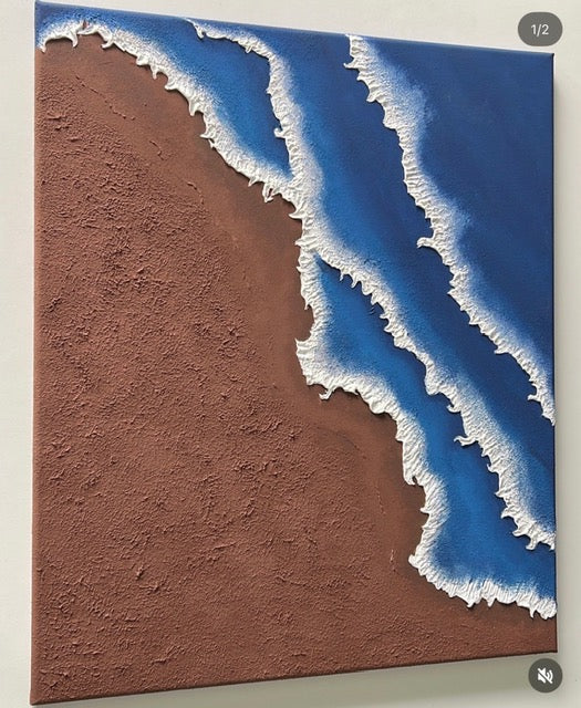 Crashing Waves 2024 | 20 × 24 in. | Acrylic & Texture on Canvas By Selah
