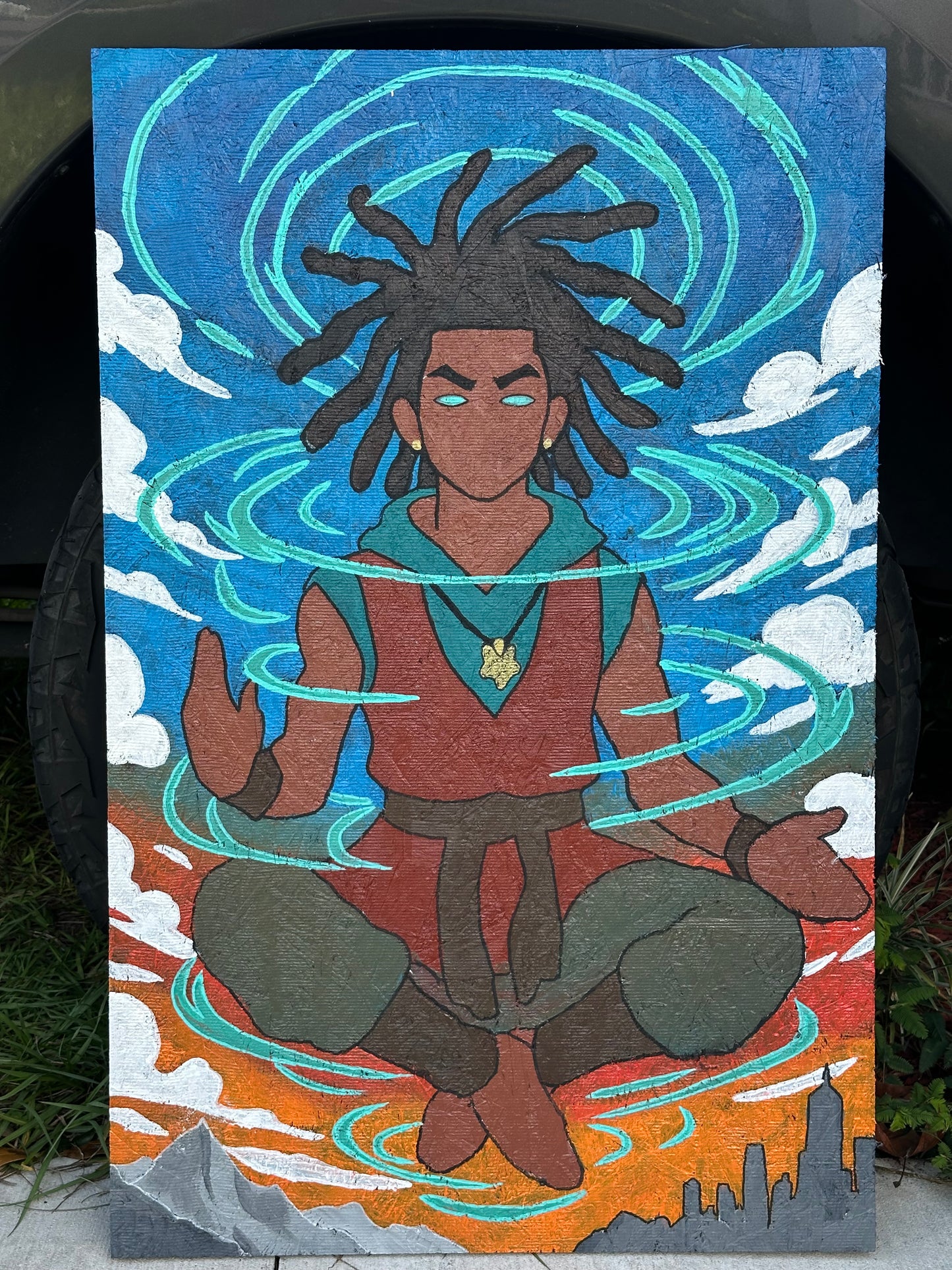 'Kael Veju' Painting on Wood By: Shawn 'Wolf' Abrams