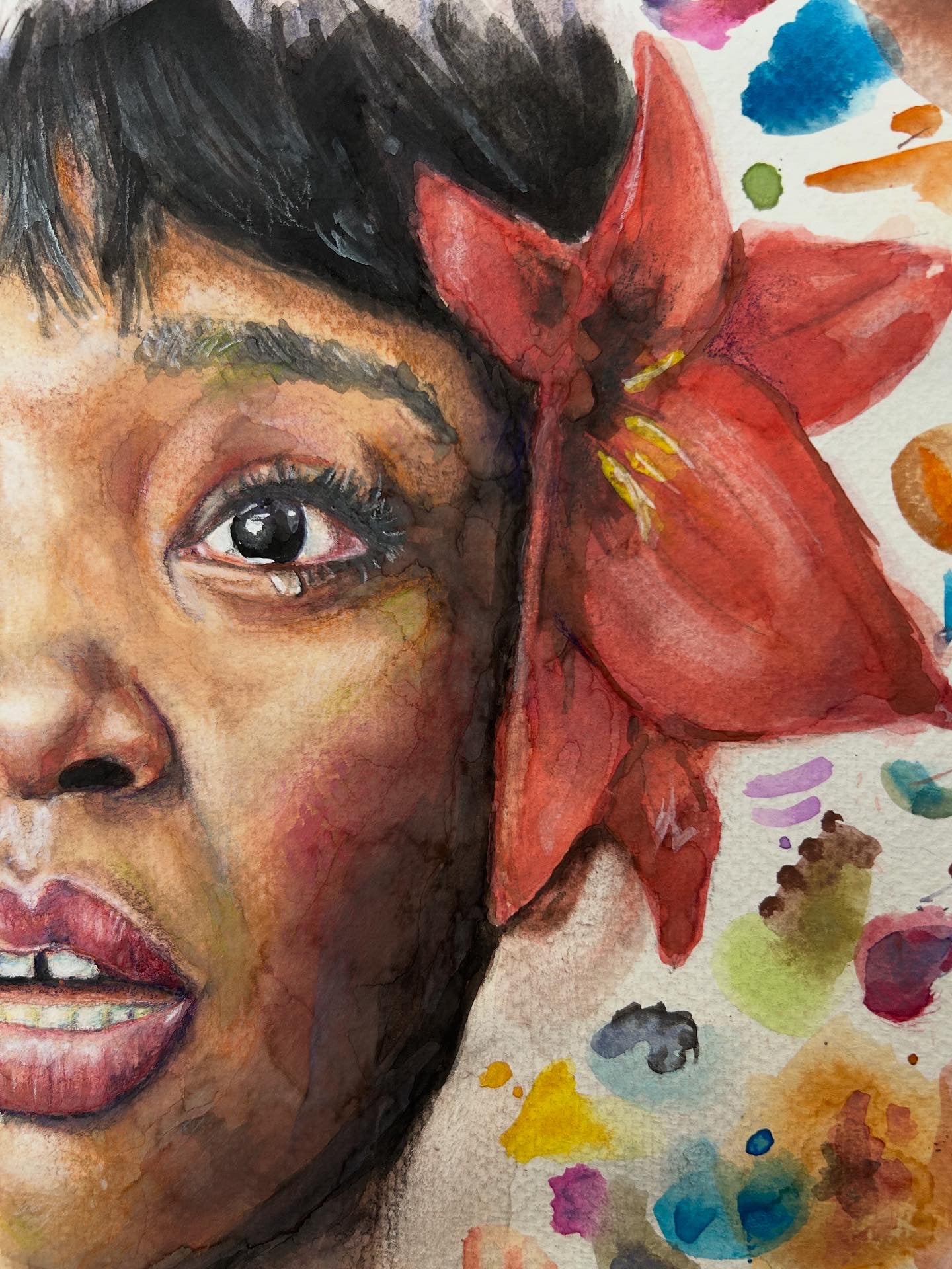 Portrait of Naomi Ackie in ‘Blink Twice’  By 'Shako' 9x12 watercolor 2026