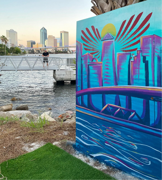 “Duval,” 2024 By Myah Freeman Spray paint and acrylic on wood 5’ x 4’