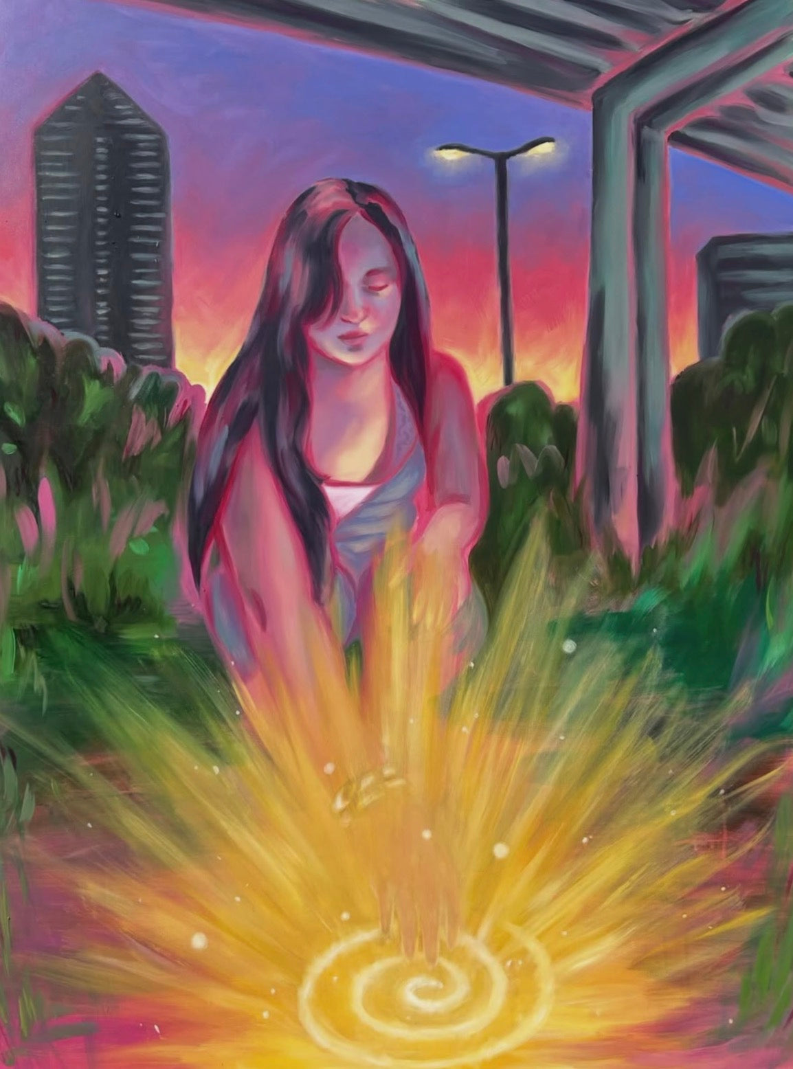 "Urban Portal" acrylic and oil on canvas 30x40"" By: Keila Elizabeth Smith