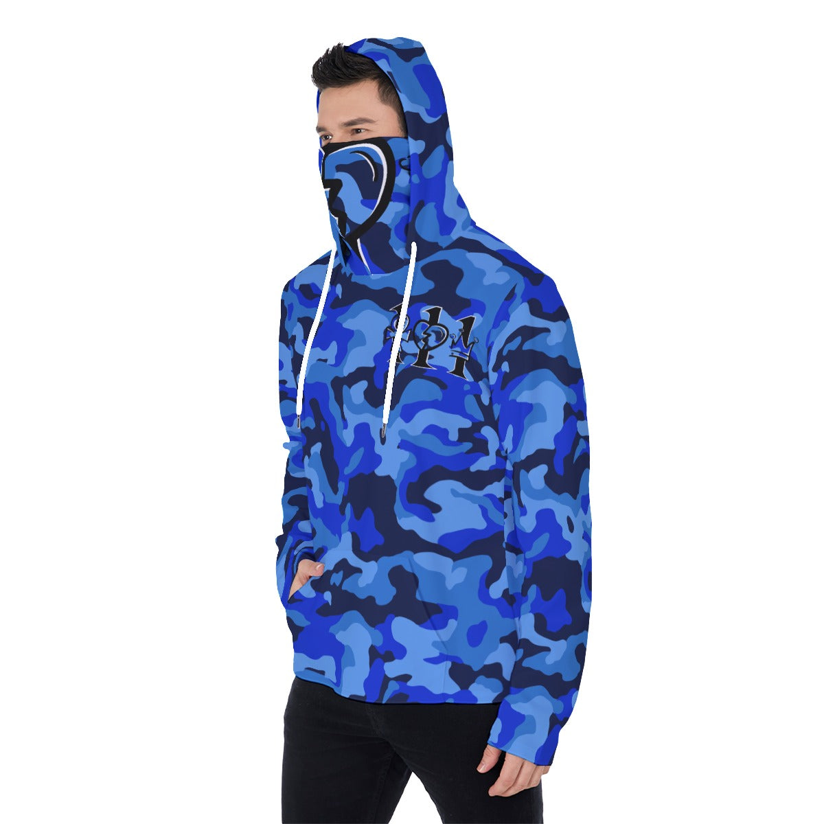 111 BLUE 22 CAMO Hoodie With Mask
