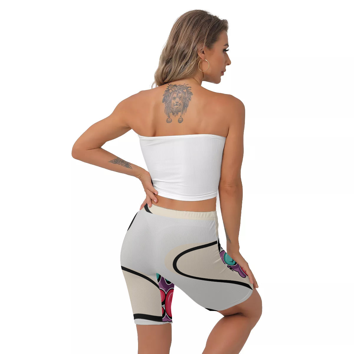 GOTB | High Waisted Yoga Shorts | White Cream Yoga Shorts
