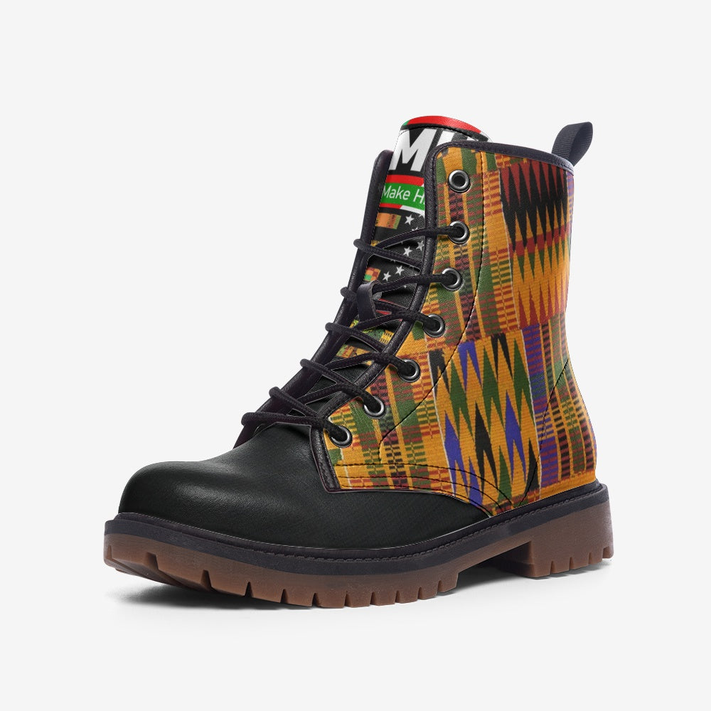 Black Make History (BMH) Kente Boots | Canvas Shoes | Black Men's