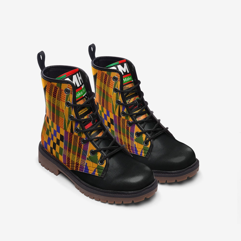 Black Make History (BMH) Kente Boots | Canvas Shoes | Black Men's