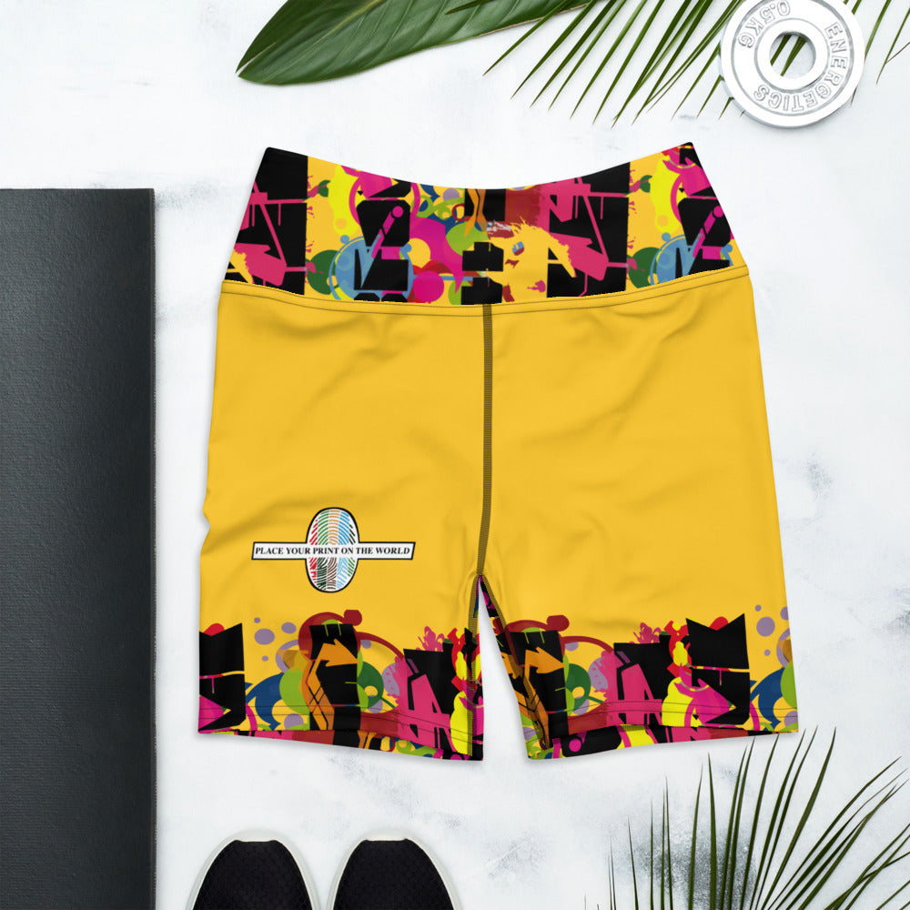 High Waisted Yoga Shorts | Yellow Yoga Shorts | Sky Lyfe